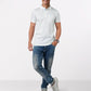 Men White Slim Fit Print Cotton Round Neck Collar Polo T-Shirt