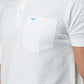 Men White Slim Fit Print Cotton Round Neck Collar Polo T-Shirt