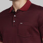 Park Avenue Men Red Self Design Slim Fit Half Sleeve Polo Neck T-Shirt