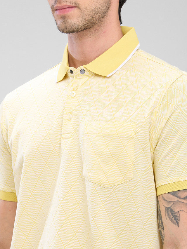 Park Avenue Yellow Structure Slim Fit Cotton T-Shirt