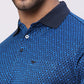 Park Avenue Blue Structure Slim Fit Cotton T-Shirt