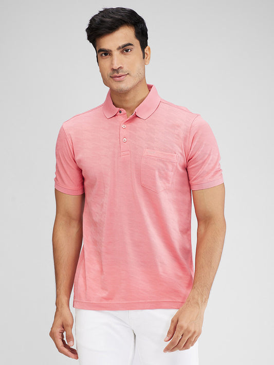 Park Avenue Pink Structure Slim Fit Cotton T-Shirt