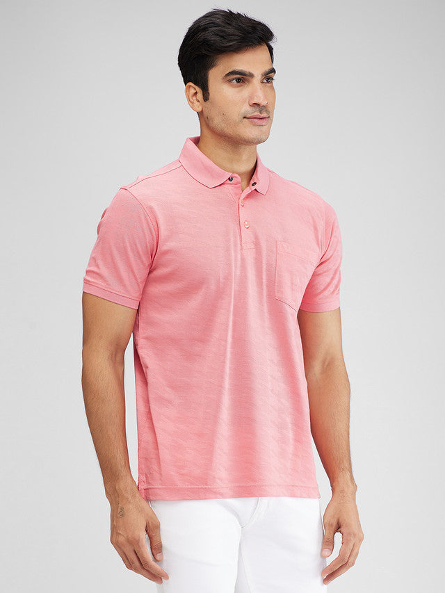 Park Avenue Pink Structure Slim Fit Cotton T-Shirt