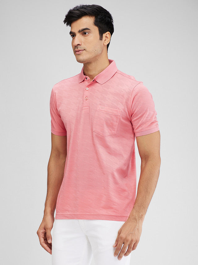 Park Avenue Pink Structure Slim Fit Cotton T-Shirt