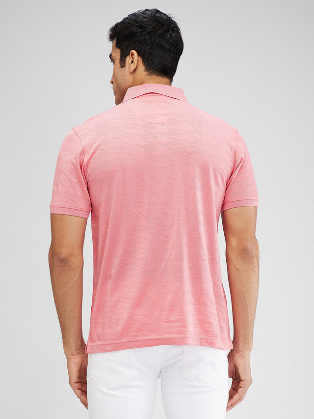 Park Avenue Pink Structure Slim Fit Cotton T-Shirt