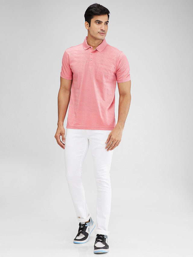 Park Avenue Pink Structure Slim Fit Cotton T-Shirt