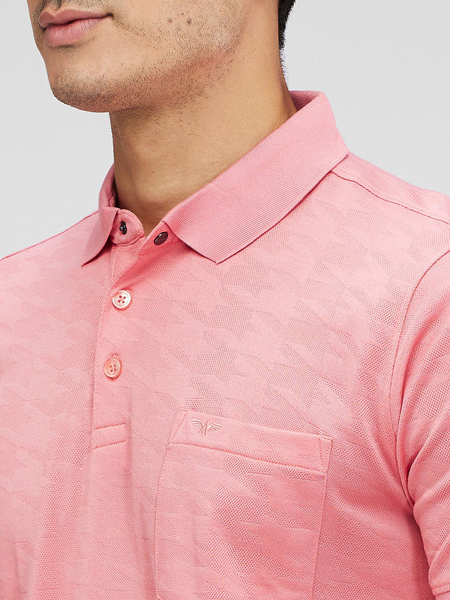 Park Avenue Pink Structure Slim Fit Cotton T-Shirt