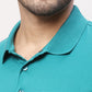 Park Avenue Men Green Solid Slim Fit Half Sleeve Polo Neck T-Shirt