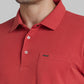 Park Avenue Red Solid Slim Fit Half Sleeve Cotton T-Shirt