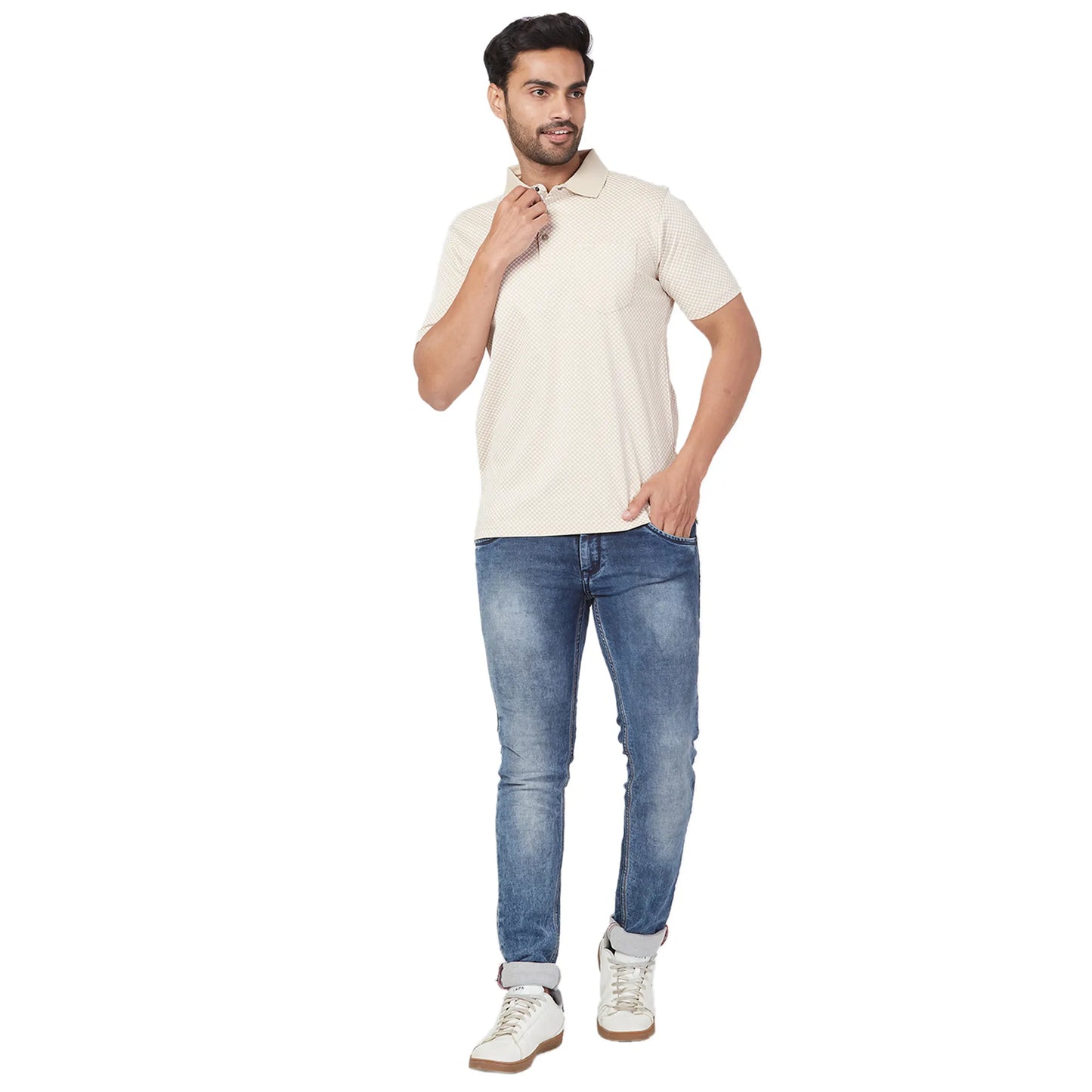 Park Avenue Men White Solid Slim Fit Cotton Round Neck T-Shirt