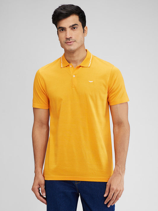 Park Avenue Yellow Stripe Slim Fit Cotton T-Shirt