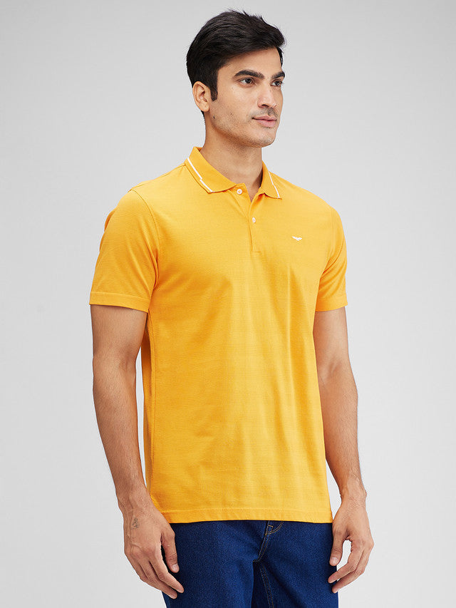 Park Avenue Yellow Stripe Slim Fit Cotton T-Shirt