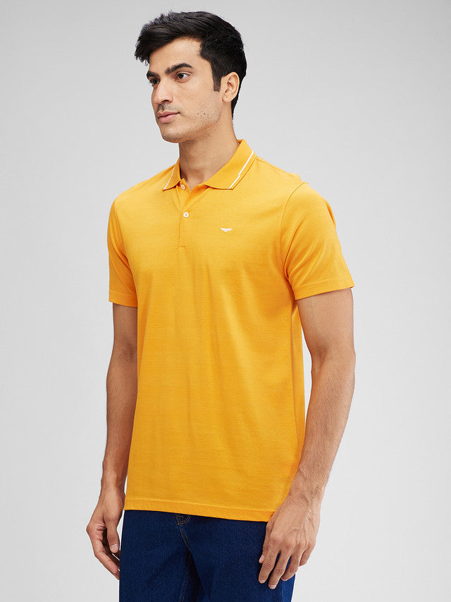 Park Avenue Yellow Stripe Slim Fit Cotton T-Shirt