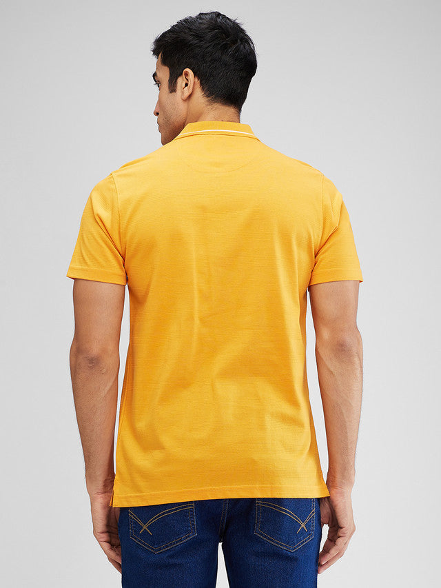 Park Avenue Yellow Stripe Slim Fit Cotton T-Shirt