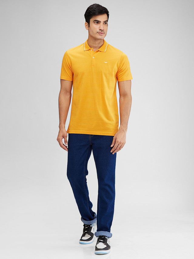 Park Avenue Yellow Stripe Slim Fit Cotton T-Shirt