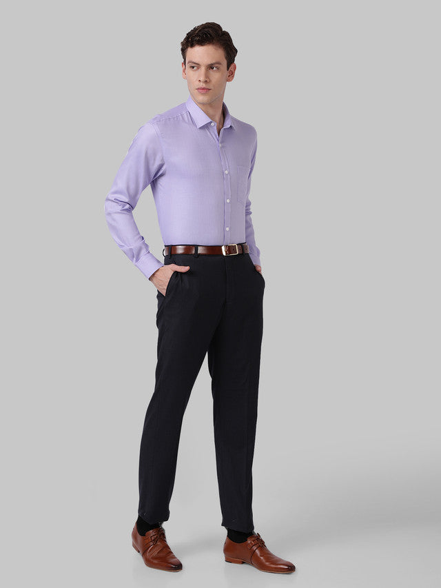 Park Avenue Men Violet Self Design Regular Fit Full Sleeve Ainsley Collar Shirt