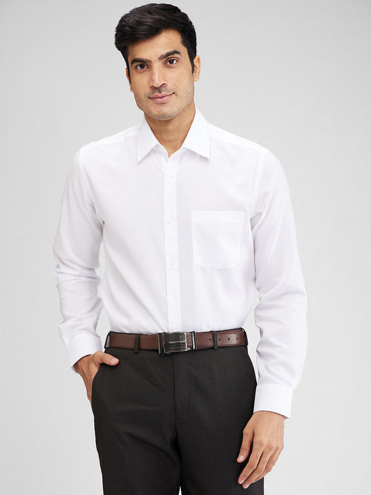 Park Avenue White Structure Regular Fit Cotton Formal Shirt