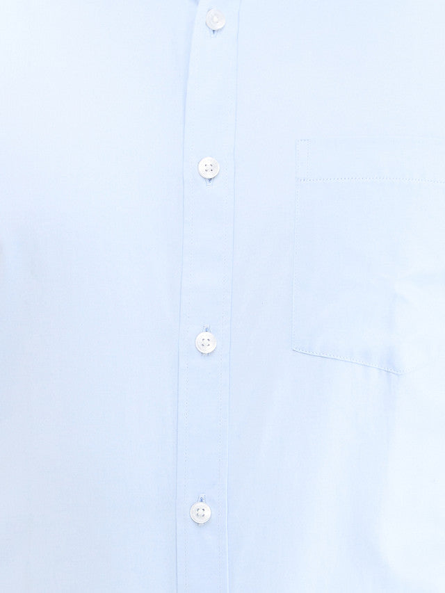 Park Avenue Blue Solid Regular Fit Cotton Blend Formal Shirt