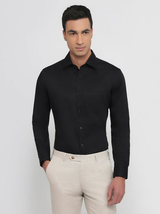 Park Avenue Men Black Regular Fit Structure Formal Shirt