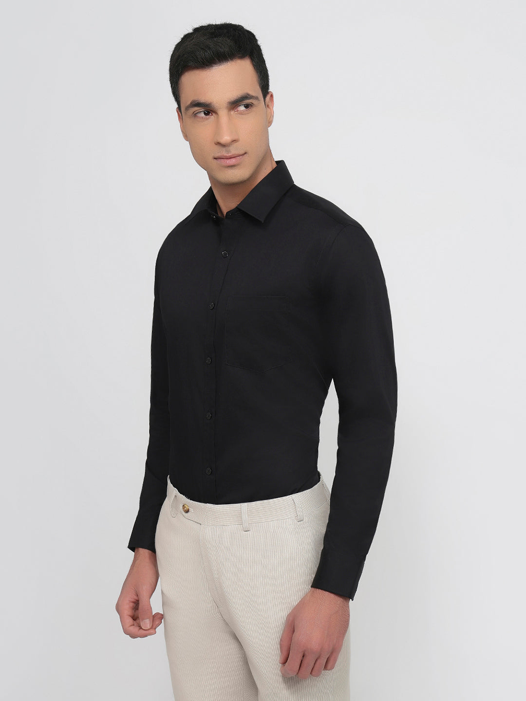 Park Avenue Men Black Regular Fit Structure Formal Shirt