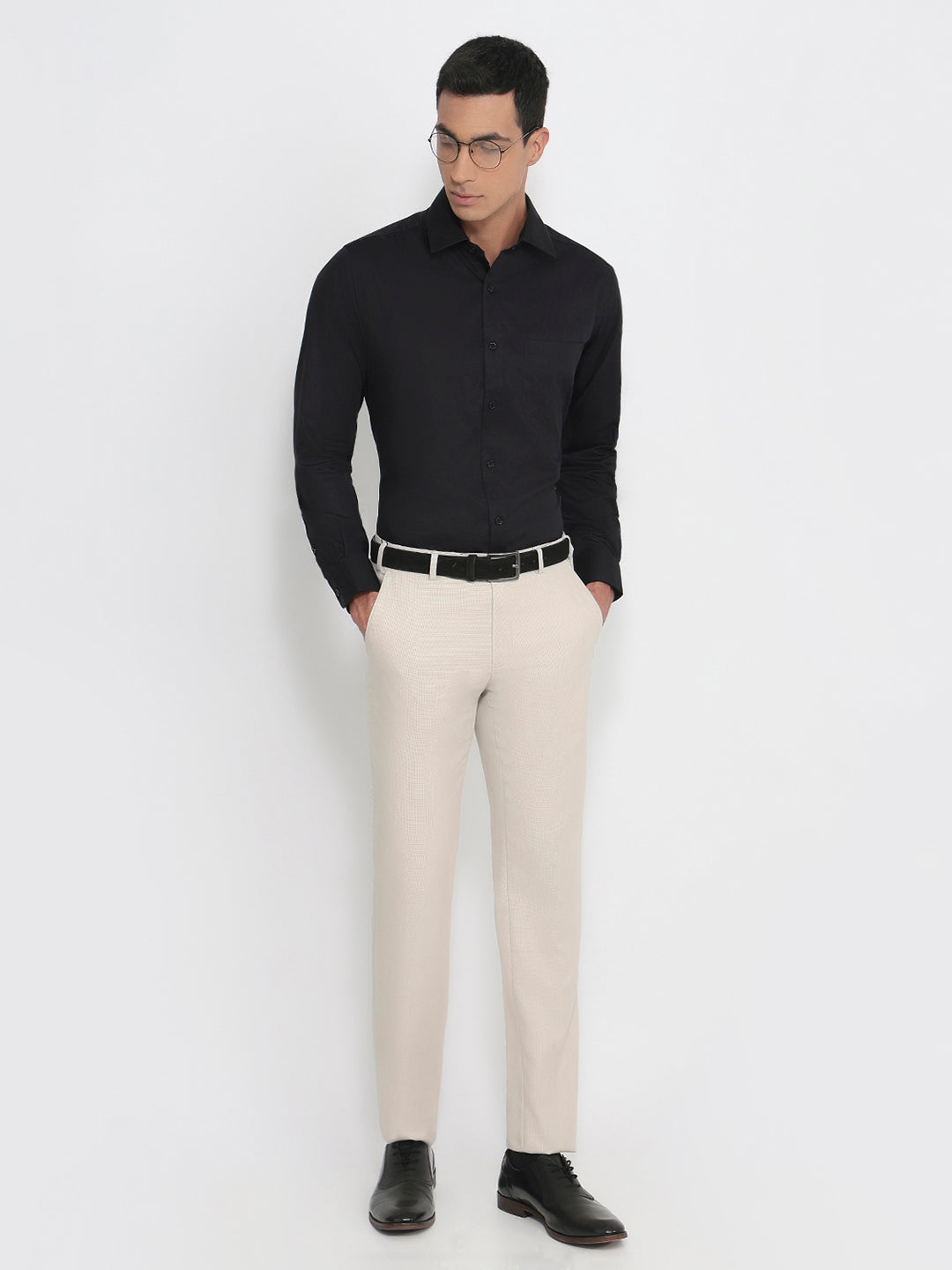 Park Avenue Men Black Regular Fit Structure Formal Shirt