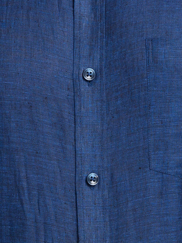 Park Avenue Blue Solid Regular Fit Linen Formal Shirt