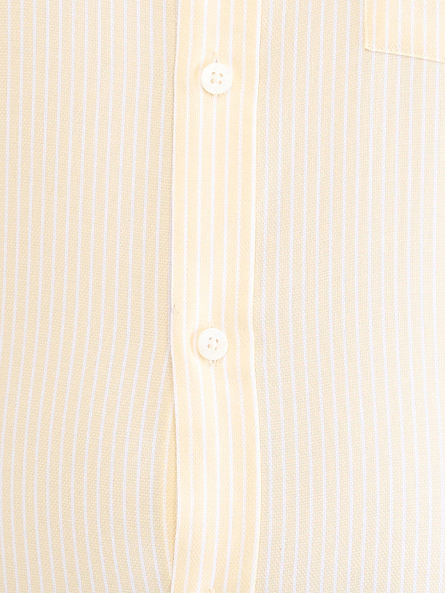 Park Avenue Yellow Stripe Regular Fit Cotton Formal Shirt