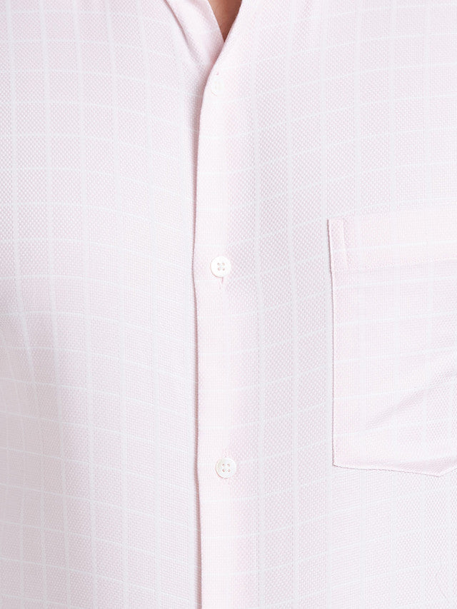 Park Avenue Men Pink Checkered Regular Fit Cotton Formal Shirt