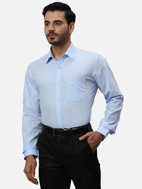 Park Avenue Men Blue Solid Regular Fit Cotton Formal Shirts