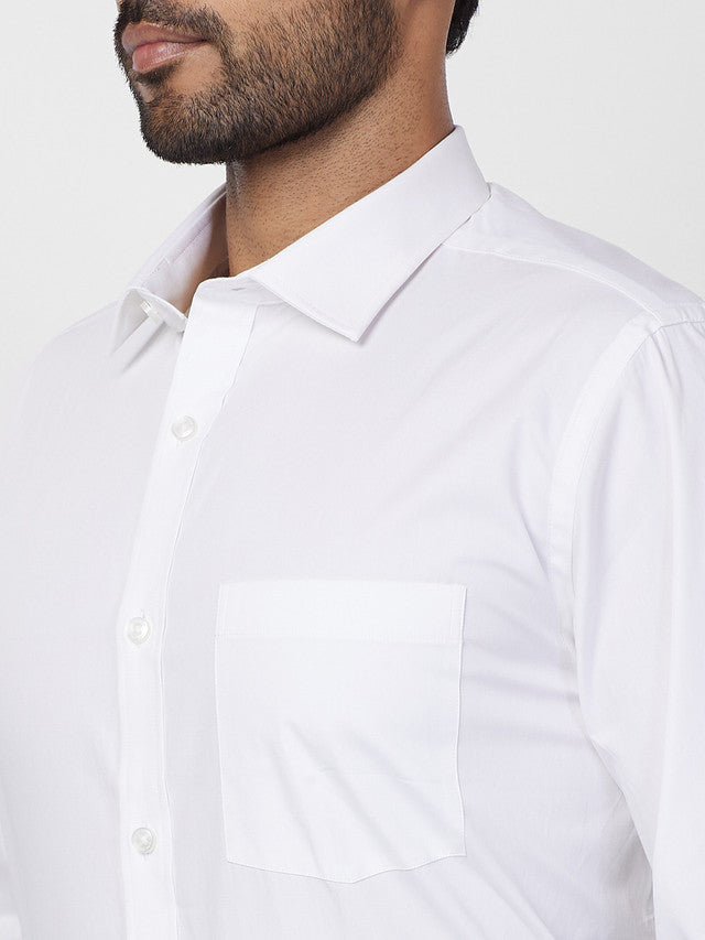 Park Avenue White Solid Regular Fit Cotton Formal Shirt