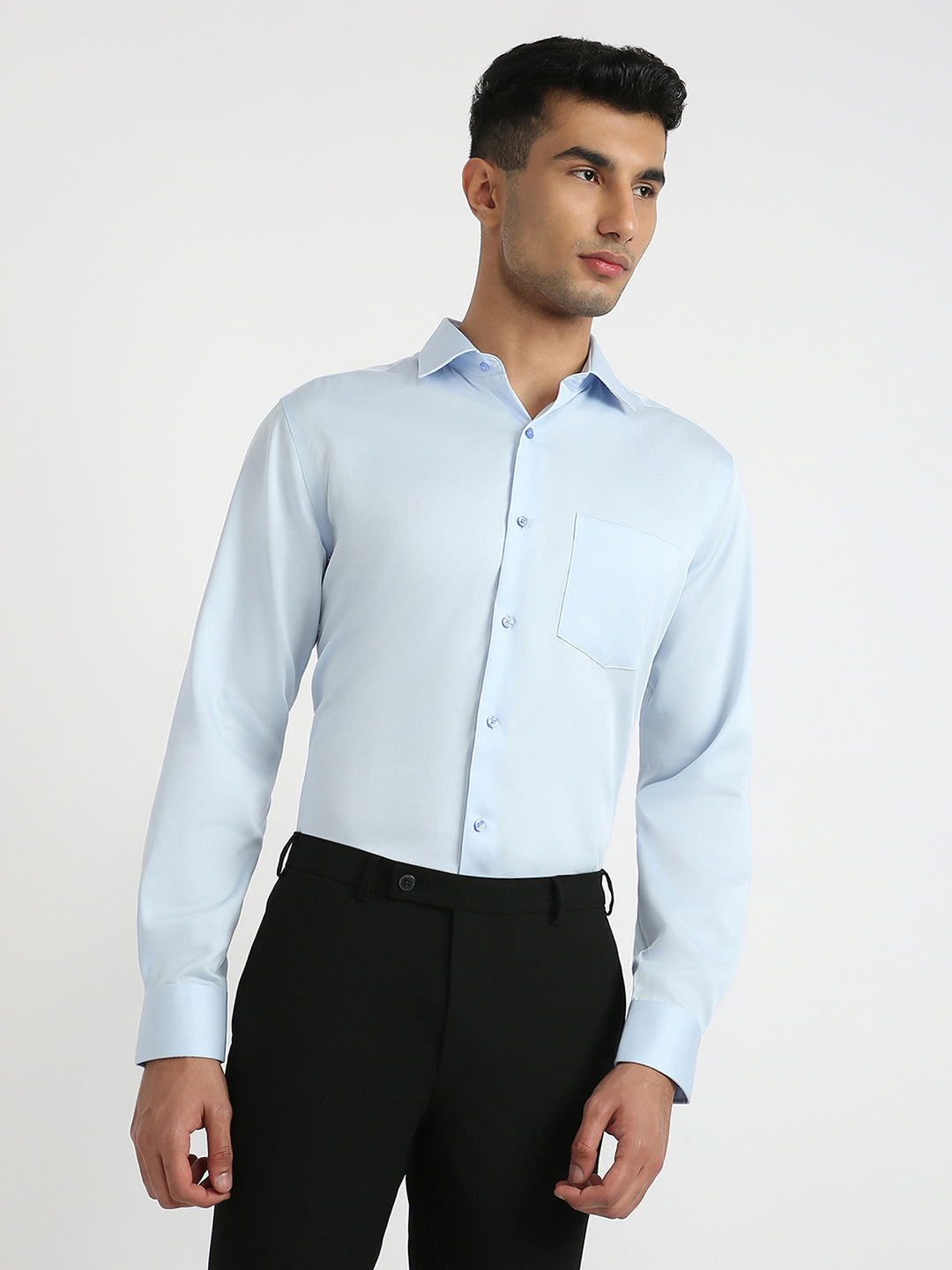 Park Avenue Men Blue Solid Regular Fit Cotton Formal Shirt – MyRaymond