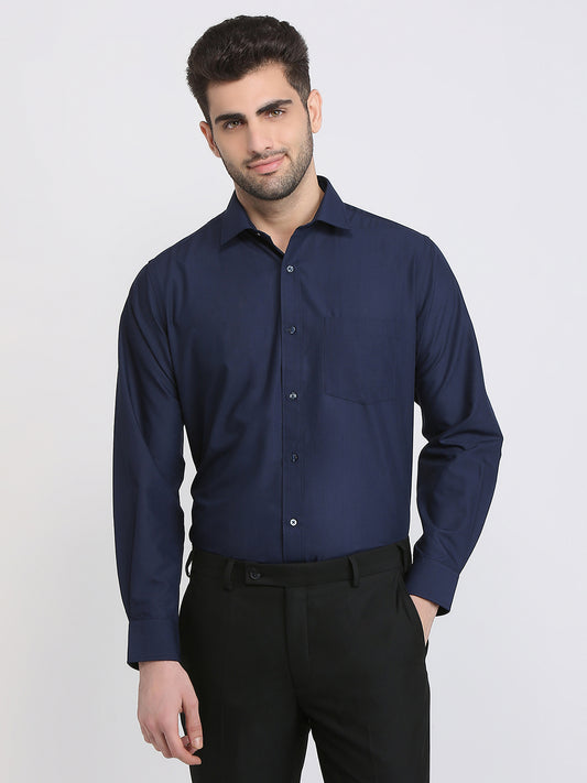 Park Avenue Men Blue Regular Fit Structure Formal Shirt