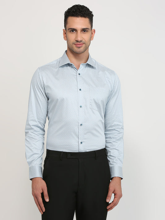 Park Avenue Men Grey Printed Regular Fit Cotton Formal Shirt