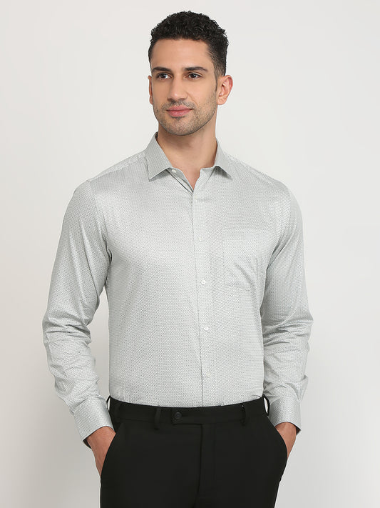Park Avenue Men Grey Printed Regular Fit Cotton Formal Shirt