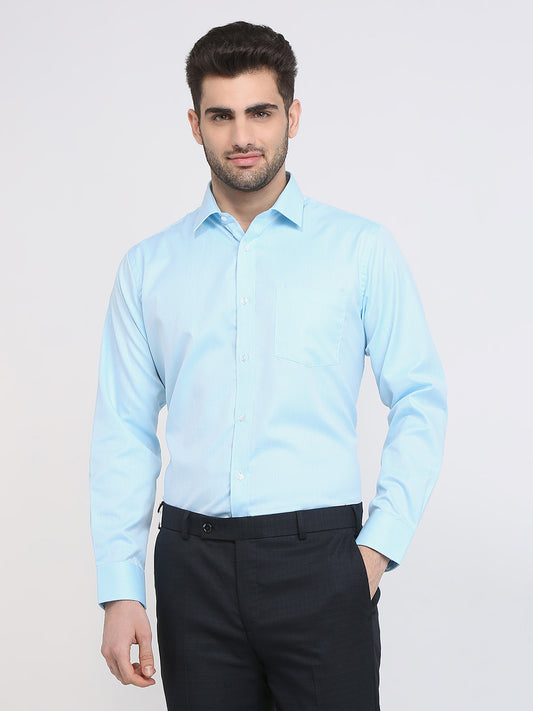 Park Avenue Men Blue Structure Regular Fit Cotton Blend Formal Shirt