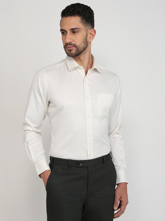 Park Avenue Men Brown Structure Regular Fit Cotton Blend Formal Shirt