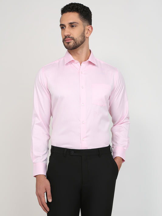 Park Avenue Men Pink Structure Regular Fit Cotton Blend Formal Shirt