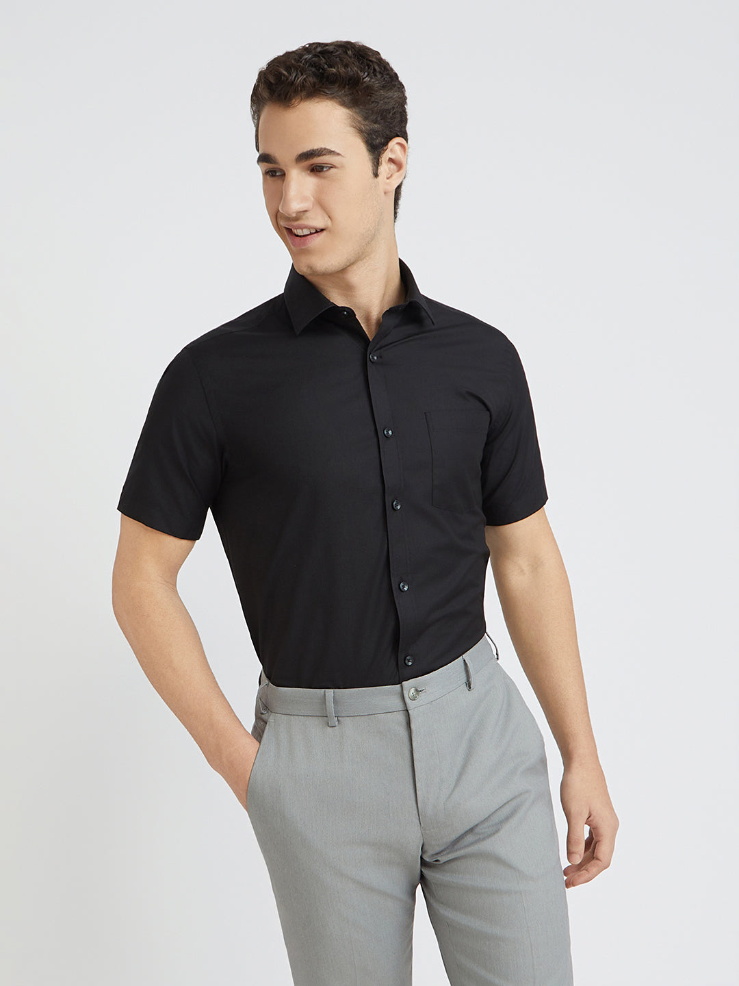 Park Avenue Men Black Regular Fit Formal Shirt