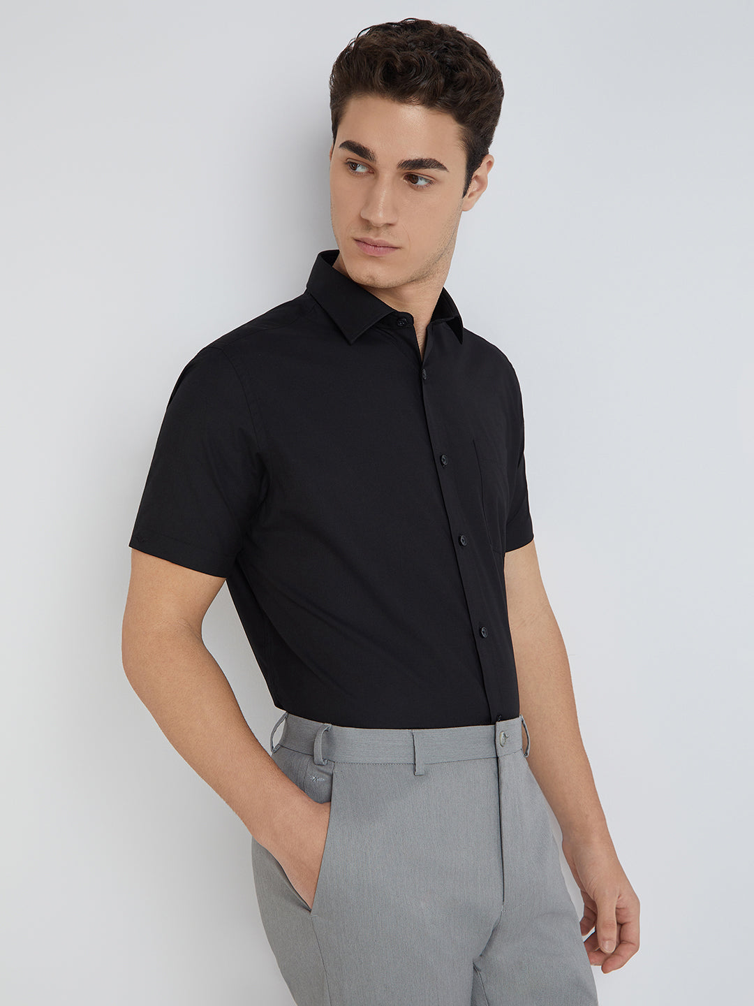 Park Avenue Men Black Regular Fit Formal Shirt
