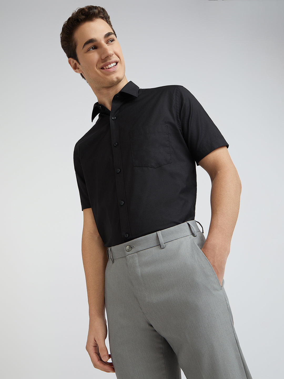 Park Avenue Men Black Regular Fit Formal Shirt