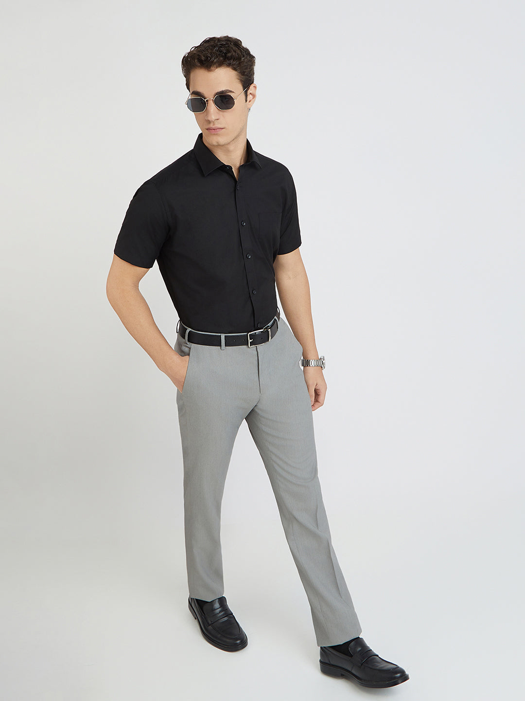 Park Avenue Men Black Regular Fit Formal Shirt