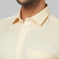 Park Avenue Men Yellow Self Design Regular Fit Half Sleeve Semi Cut Away Collar Shirt