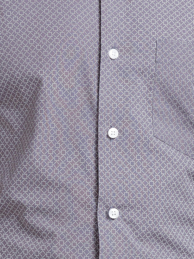 Park Avenue Grey Printed Regular Fit Cotton Formal Shirt