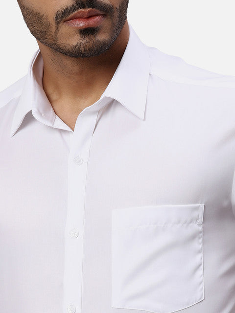 Park Avenue Men White Solid Regular Fit Cotton Formal Shirts