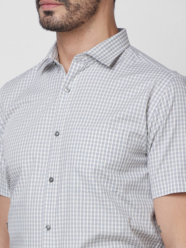 Park Avenue Grey Checks Regular Fit Cotton Formal Shirt