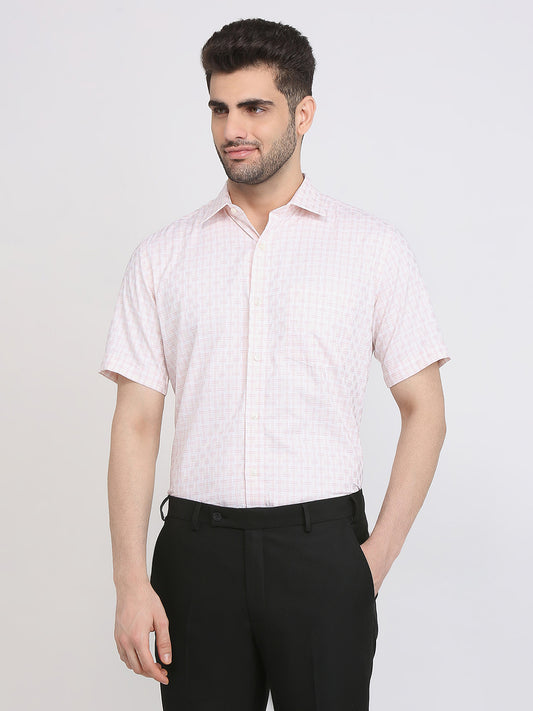 Park Avenue Men Orange Regular Fit Checks Formal Shirt