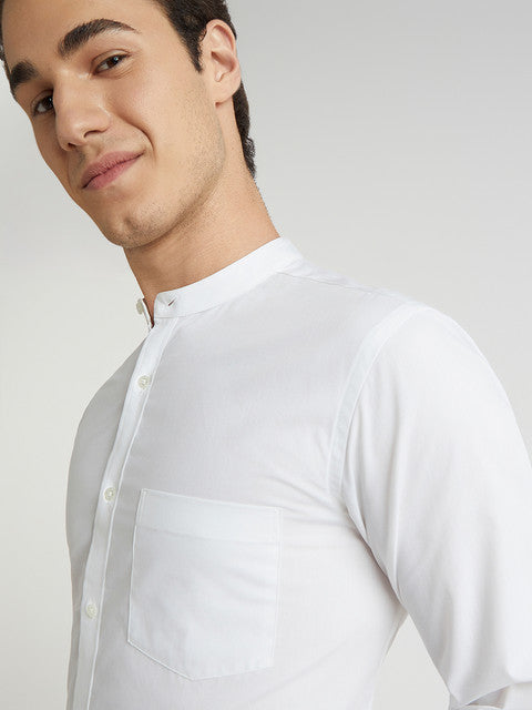 Men Black Slim Fit Plain Cotton Shirts