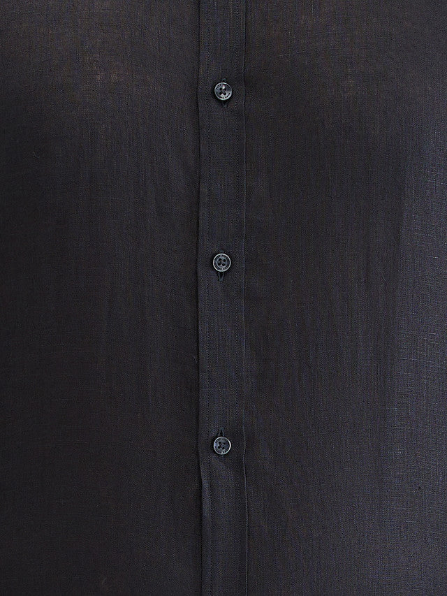 Park Avenue Black Solid Slim Fit Linen Formal Shirt