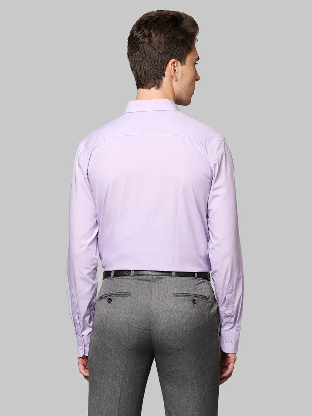 Park Avenue Men Violet Self Design Slim Fit Full Sleeve Semi Cut Away Collar Shirt