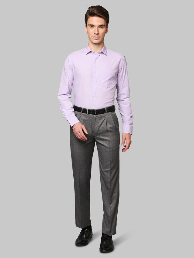 Park Avenue Men Violet Self Design Slim Fit Full Sleeve Semi Cut Away Collar Shirt